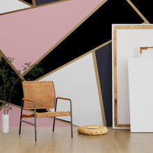Carregar imagem no visualizador da galeria, Modern Decor Gold, Black and Pink Mosaic Peel and Stick Wallpaper | Removable Wall Mural #6210
