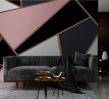 Carregar imagem no visualizador da galeria, Modern Decor Gold, Black and Pink Mosaic Peel and Stick Wallpaper | Removable Wall Mural #6210