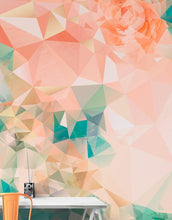 Carregar imagem no visualizador da galeria, Geometric Pink Flower Pattern Peel and Stick Wallpaper | Removable Wall Mural #6211