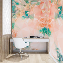 Carregar imagem no visualizador da galeria, Geometric Pink Flower Pattern Peel and Stick Wallpaper | Removable Wall Mural #6211