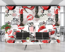 Carregar imagem no visualizador da galeria, Fashion Cosmetic Make-up Peel and Stick Wallpaper | Removable Wall Mural #6214
