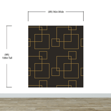 Carregar imagem no visualizador da galeria, Dark Brown and Gold Square Geometric Pattern Peel and Stick Wallpaper | Removable Wall Mural #6215