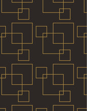 Carregar imagem no visualizador da galeria, Dark Brown and Gold Square Geometric Pattern Peel and Stick Wallpaper | Removable Wall Mural #6215