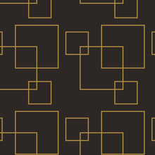 Carregar imagem no visualizador da galeria, Dark Brown and Gold Square Geometric Pattern Peel and Stick Wallpaper | Removable Wall Mural #6215