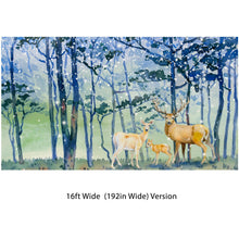 Carregar imagem no visualizador da galeria, Deer Family in Snow Forest Peel and Stick Wallpaper | Removable Wall Mural. #6218
