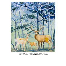 Carregar imagem no visualizador da galeria, Deer Family in Snow Forest Peel and Stick Wallpaper | Removable Wall Mural. #6218