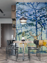 Carregar imagem no visualizador da galeria, Deer Family in Snow Forest Peel and Stick Wallpaper | Removable Wall Mural. #6218