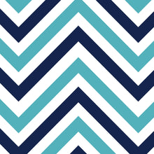 Load image into Gallery viewer, Seaside Chic Decor. Navy Blue and Teal Chevron Pattern Wallpaper. #6222