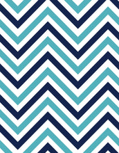 Load image into Gallery viewer, Seaside Chic Decor. Navy Blue and Teal Chevron Pattern Wallpaper. #6222