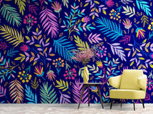 Load image into Gallery viewer, Bright Colorful Fern Arrangement Mural. #6223