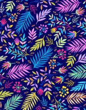 Load image into Gallery viewer, Bright Colorful Fern Arrangement Mural. #6223