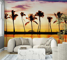 Carregar imagem no visualizador da galeria, Tropical Sunset Palm Tree Paradise Wall Mural. #6236