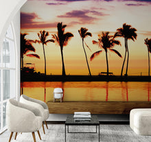 Carregar imagem no visualizador da galeria, Tropical Sunset Palm Tree Paradise Wall Mural. #6236