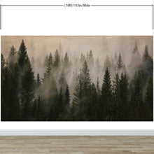 Carregar imagem no visualizador da galeria, Misty Pine Tree Forest Landscape Wallpaper. Peel and Stick Wall Mural. Self Adhesive Nursery Wall Decor. #6237