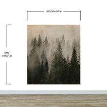 Carregar imagem no visualizador da galeria, Misty Pine Tree Forest Landscape Wallpaper. Peel and Stick Wall Mural. Self Adhesive Nursery Wall Decor. #6237