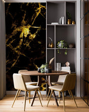 Carregar imagem no visualizador da galeria, Black and Gold Abstract Marble Stone Peel and Stick Wall Mural. #6239