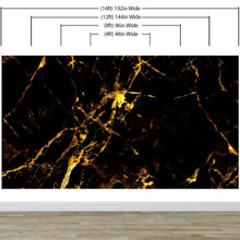 Carregar imagem no visualizador da galeria, Black and Gold Abstract Marble Stone Peel and Stick Wall Mural. #6239