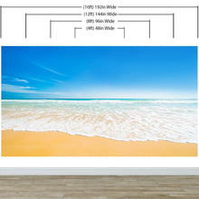 Cargar imagen en el visor de la galería, Bright Afternoon Blue Skies Ocean Beach Wave Wall Mural. #6272