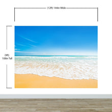 Cargar imagen en el visor de la galería, Bright Afternoon Blue Skies Ocean Beach Wave Wall Mural. #6272