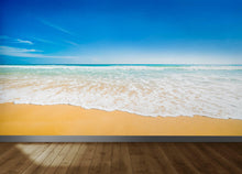 Cargar imagen en el visor de la galería, Bright Afternoon Blue Skies Ocean Beach Wave Wall Mural. #6272