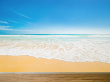 Cargar imagen en el visor de la galería, Bright Afternoon Blue Skies Ocean Beach Wave Wall Mural. #6272