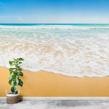 Cargar imagen en el visor de la galería, Bright Afternoon Blue Skies Ocean Beach Wave Wall Mural. #6272