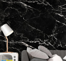 Carregar imagem no visualizador da galeria, Black Marble Stone Granite Slate Peel and Stick Wallpaper | Removable Wall Mural #6274