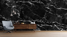 Carregar imagem no visualizador da galeria, Black Marble Stone Granite Slate Peel and Stick Wallpaper | Removable Wall Mural #6274