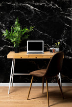 Carregar imagem no visualizador da galeria, Black Marble Stone Granite Slate Peel and Stick Wallpaper | Removable Wall Mural #6274