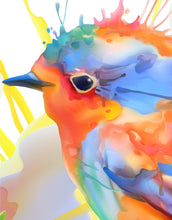 Carregar imagem no visualizador da galeria, Colorful Bird and Roses Flower Watercolor Artwork Wall Mural. Removable Peel and Stick Wall Mural. #6275