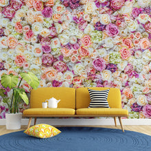 Carregar imagem no visualizador da galeria, Peonies Flower Pattern Peel and Stick Wall Mural. Wedding Background. #6277