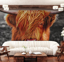 Carregar imagem no visualizador da galeria, Highland Cow Cattle Head Wall Mural - Farmhouse Charm for Your Home. #6279