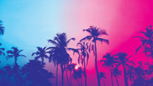 Carregar imagem no visualizador da galeria, Miami Tropical Palm Tree Vice Color Wall Mural. Bright Miami Vice Blue and Fuchsia Colors. #6281