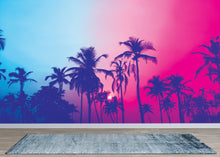 Carregar imagem no visualizador da galeria, Miami Tropical Palm Tree Vice Color Wall Mural. Bright Miami Vice Blue and Fuchsia Colors. #6281