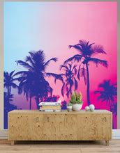 Carregar imagem no visualizador da galeria, Miami Tropical Palm Tree Vice Color Wall Mural. Bright Miami Vice Blue and Fuchsia Colors. #6281