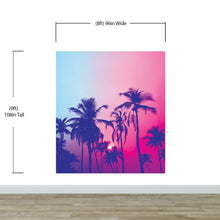 Carregar imagem no visualizador da galeria, Miami Tropical Palm Tree Vice Color Wall Mural. Bright Miami Vice Blue and Fuchsia Colors. #6281