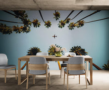 Carregar imagem no visualizador da galeria, Southern California Palm Trees and Airplane Wallpaper Mural. #6283