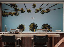 Carregar imagem no visualizador da galeria, Southern California Palm Trees and Airplane Wallpaper Mural. #6283