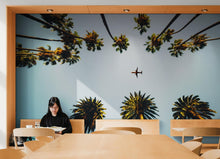 Carregar imagem no visualizador da galeria, Southern California Palm Trees and Airplane Wallpaper Mural. #6283