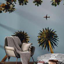 Carregar imagem no visualizador da galeria, Southern California Palm Trees and Airplane Wallpaper Mural. #6283