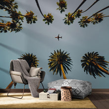 Carregar imagem no visualizador da galeria, Southern California Palm Trees and Airplane Wallpaper Mural. #6283