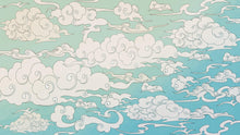 Carregar imagem no visualizador da galeria, Japanese Traditional Curly Cloud in Sky Abstract Illustration Asian Decor Wall Mural. Peel and Stick Wallpaper. #6297