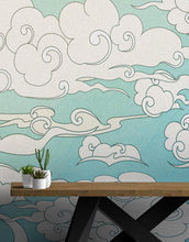 Carregar imagem no visualizador da galeria, Japanese Traditional Curly Cloud in Sky Abstract Illustration Asian Decor Wall Mural. Peel and Stick Wallpaper. #6297