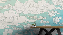 Carregar imagem no visualizador da galeria, Japanese Traditional Curly Cloud in Sky Abstract Illustration Asian Decor Wall Mural. Peel and Stick Wallpaper. #6297
