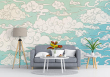 Carregar imagem no visualizador da galeria, Japanese Traditional Curly Cloud in Sky Abstract Illustration Asian Decor Wall Mural. Peel and Stick Wallpaper. #6297