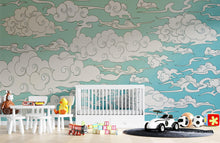 Carregar imagem no visualizador da galeria, Japanese Traditional Curly Cloud in Sky Abstract Illustration Asian Decor Wall Mural. Peel and Stick Wallpaper. #6297