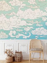 Carregar imagem no visualizador da galeria, Japanese Traditional Curly Cloud in Sky Abstract Illustration Asian Decor Wall Mural. Peel and Stick Wallpaper. #6297