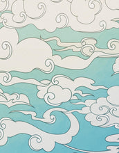 Carregar imagem no visualizador da galeria, Japanese Traditional Curly Cloud in Sky Abstract Illustration Asian Decor Wall Mural. Peel and Stick Wallpaper. #6297