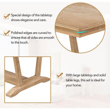 Carregar imagem no visualizador da galeria, Rustic 5-piece Dining Table Set with 4 Upholstered Chairs, 59-inch Rectangular Dining Table with Trestle Table Base, Naural
