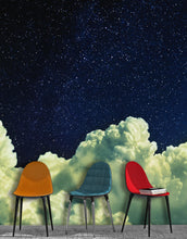Carregar imagem no visualizador da galeria, Dreamy Cloudy Night Among the Stars Wall Mural. Abstract Night Sky, Stars and Clouds. Peel and Stick Wallpaper. #6300
